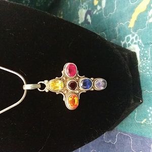 Sterling and colored/semi precious stone pendant only